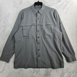 GameGuard Outdoors Fishing Mens XL Gingham Plaid Long‎ Sleeve Button Up Shirt